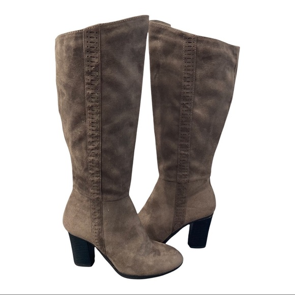 Simply Styled Shoes - Simply Styled sz 6.5 gray taupe microfiber tall heeled boots